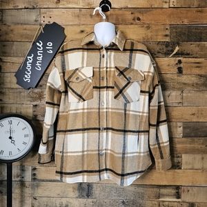 SALE-RSQ men's flannel button up jacket shirt with plaid design size large